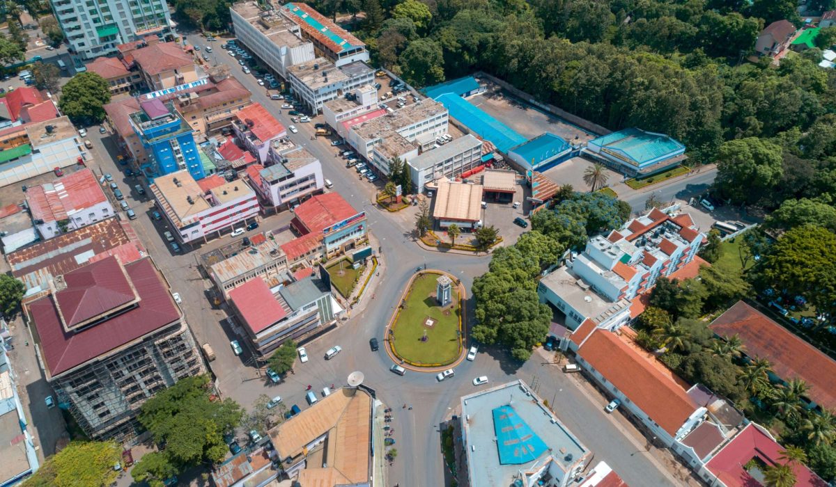 aerial view of the city of Arusha, Tanzania